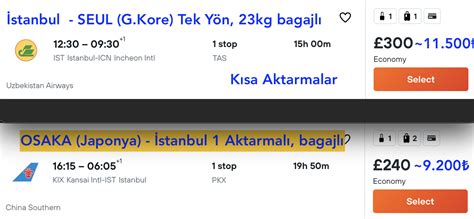Istanbul seul ucak bileti